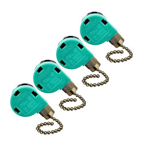 Pderlous - Interruptor de ventilador de techo (4 piezas, orejas, ZE-268S6, 3 velocidades, 4 hilos, control de velocidad, cadena de tracción, dispositivos de conmutación de piezas (Bronze)