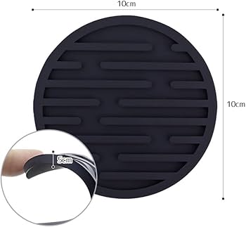 Amazon｜シリコン製コースター 5枚セット ブラック 丸型 水切り溝付