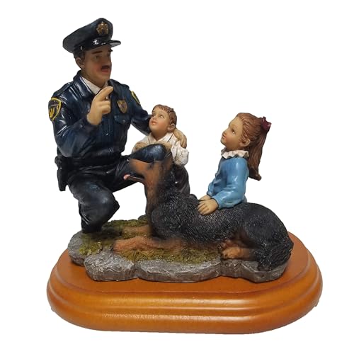 Estatua de Cerámica Policía con Niño 6.5 pulgadas