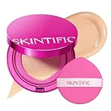 SKINTIFIC Cover Glow Perfect Cushion Foundation – Natural Radiant Finish, Medium-to-High Buildable Coverage, Hydrating Peptide Complex, Lightweight for Dry & Combination Skin, #01 Vanilla