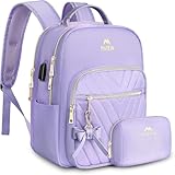 MATEIN Womens Backpack Purse, Fashion Cute Bowknot Mini Backpack Purse with USB Charging Port, Waterproof Stylish Multipurpose Design Casual Daily Travel Backpack Ladies Handbags, 2pcs Sets, Purple