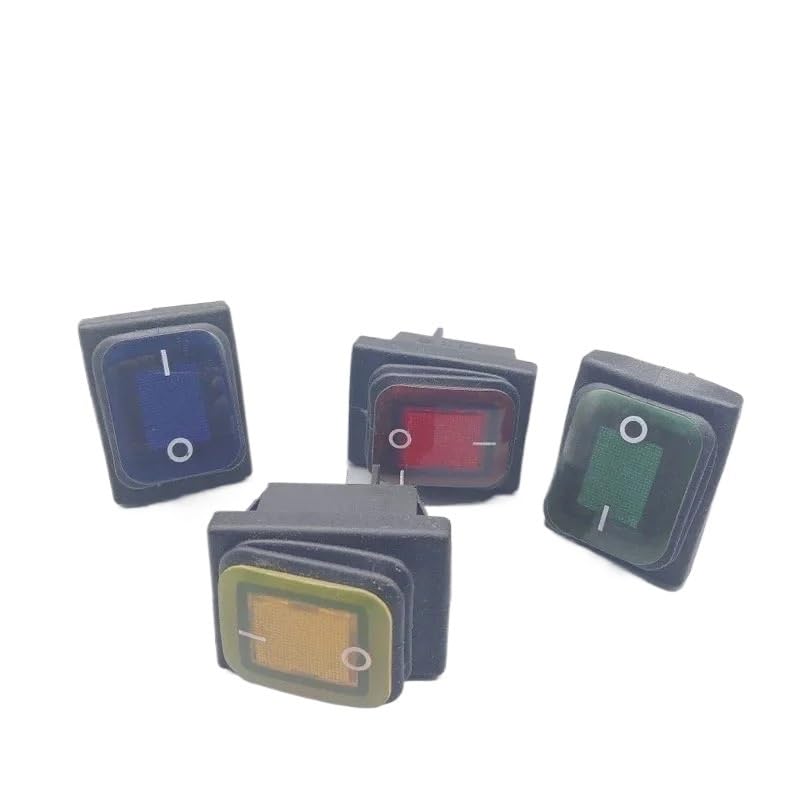 On Off 30A/250V Heavy Duty 4 pin DPST IP67 Sealed T85 Auto Boat Marine Toggle Rocker Switch with LED 12V 220V 30x22(Red,220V)
