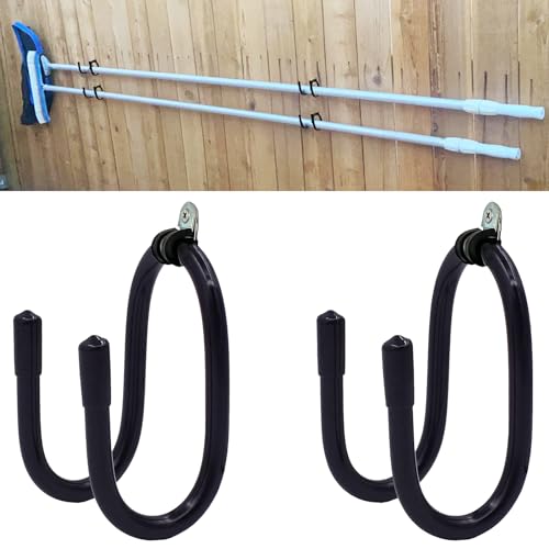 Paquete de 2 ganchos para poste de piscina, soporte para herramientas de limpieza de piscina y organizador para postes de piscina, skimmers, rastrillos de hojas, redes, cepillos, manguera, uso para