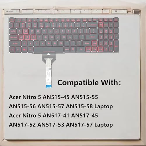 Image of Replacement Keyboard for Acer Nitro 5 AN515-55 AN515-56 AN515-57 AN515-58 AN515-45,AN517-52 AN517-53 AN517-57 AN517-41 AN517-45, Predator Helios 300 PH315-54 PH315-55 PH317-51 Series Laptop