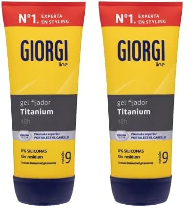 Giorgi Line - Gomina Absolut Titanium, 0% Siliconas, Fijación y Duración 48h sin Residuos, Acabado Ultra- Resistente y Ligero, Fijación 5-170 ml (Paquete de 2)