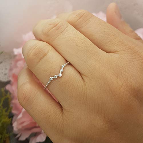 Dazzlingrock Collection White Diamond 5 Stone Beaded Chevron Band for Women (0.05 ctw, Clarity I-J, Clarity I1-I3) in Solid Gold2