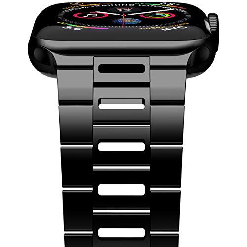 iiteeology Compatible with Apple Watch Band 46mm 45mm 44mm Series 11-1, 49mm Ultra 3/Ultra 2, Light Breathable Stainless Steel Band for iWatch Men Women - Black