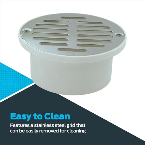 Image of EZ-FLO 3 Inch x 4 Inch PVC General Purpose Drain with Stainless Steel Strainer, 15322
