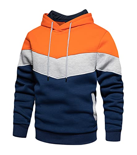Machbaby Sudadera para hombre con capucha de forro polar clásico con capucha y bolsillo, naranja, M Cover