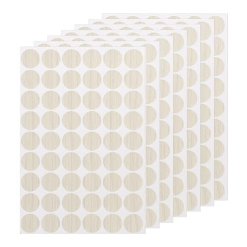 uxcell 7 Sheets/378PCS Self Adhesive Screw Hole Stickers, 2.1cm/0.83" PVC Screw Hole Covers Hole Stickers for Furniture Wood Cabinet Wall, White Texture by uxcell - Used condition - US$8.47