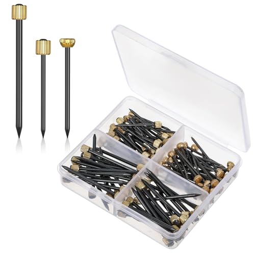 Image of 120Pcs Wall Nails for Hanging Pictures, 3 Sizes Decorative Picture Hanging Nails Kit Photo Frame Hangers, Black Steel Pins & Brass Head Pictures Hanging Hardware for Drywall Painting Home Decor