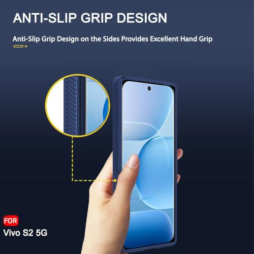 Image of TheGiftKart Liquid Silicon Back Cover Case for Vivo S2 5G | Shockproof Military Grade Protection | Micro-Fibre Cloth On Inner Side | Built-in Anti-Slip Grip Back Cover Case for Vivo S2 5G (TPU, Blue)