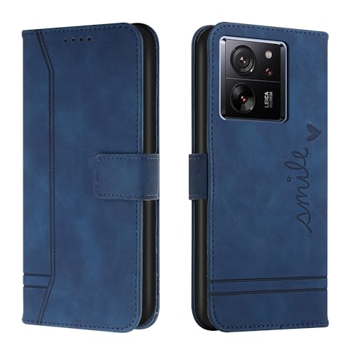 Trugox Handyhülle für Xiaomi Mi 13T / Xiaomi 13T Pro 5G Hülle Klappbar Klapphülle mit Kartenfach Handytasche Handy Schutzhülle Tasche Leder Wallet Flip Case Slim Book Cover - Blau