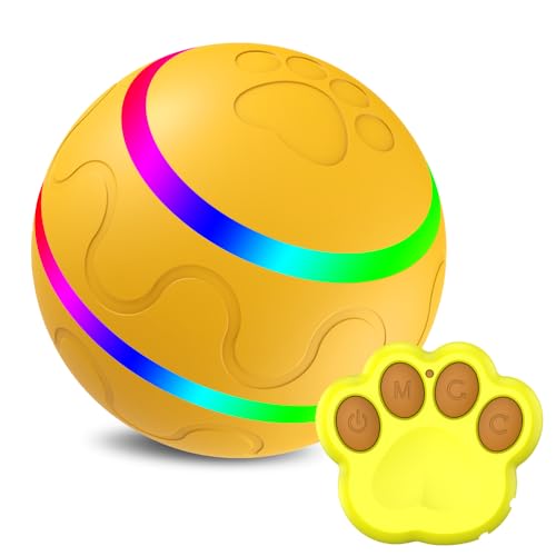 TIKHJ 犬 ボール 動くボール 自動 電動ボール 光るボール 犬用 おもちゃ 回転 跳ねる 安全 LEDライト付き USB充電式 ストレス発散 ストレス解消 運動不足対策 中小型犬 猫用 (B)