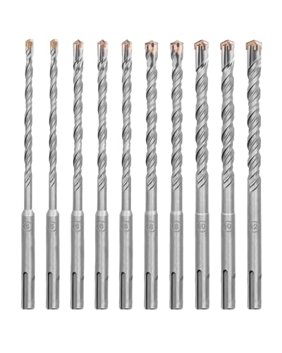 HIGHDRIL Juego de Brocas SDS Plus - 10 piezas 5/6/8/10/12mm (Largo 160 mm) con Punta de Carburo, Brocas para Martillo Perforador para Hormigón, Ladrillo, Piedra y Granito