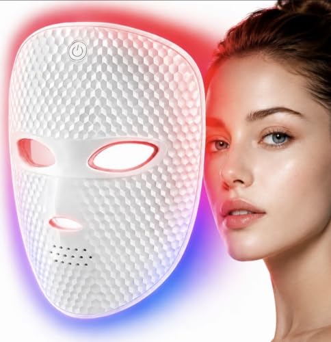 Image of Red Light Therapy for Face - Red Light Mask - 7 Color LED Face Mask Light Therapy - Wireless and Rechargeable Wellness Beauty Device - Lightweight Face Contoured Design