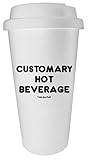Funny Guy Mugs Customary Hot Beverage Travel Tumbler With Removable Insulated Silicone Sleeve, White, 16-Ounce