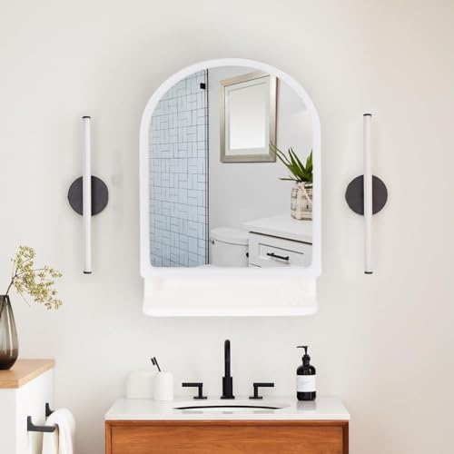 Image of CIPLA PLAST Ideal Wall Mounted Bathroom Mirror Cabinet with Storage Shelf, (Ivory)