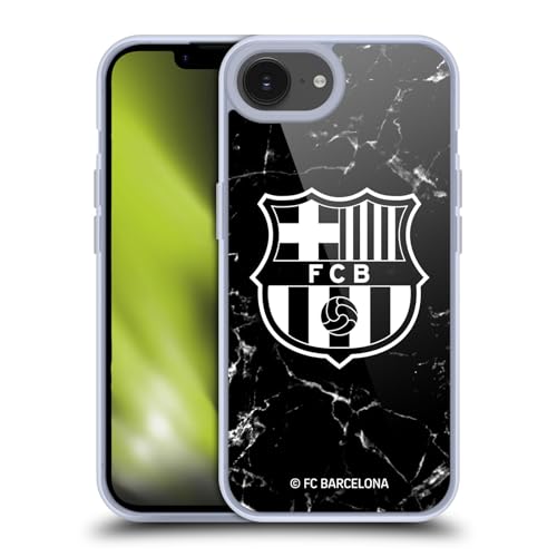 Head Case Designs Officially Licensed FC Barcelona Black Marble Crest Patterns Gel Case [Military Grade Protection] Compatible with Apple iPhone 16e and Compatible with MagSafe