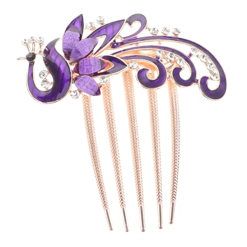 LEDMOMO 紫色の水晶花飾りヘアコームブライド専用のウェディングヘアアクセサリー結婚式用髪飾りヘアサイドコームオシャレな髪飾り