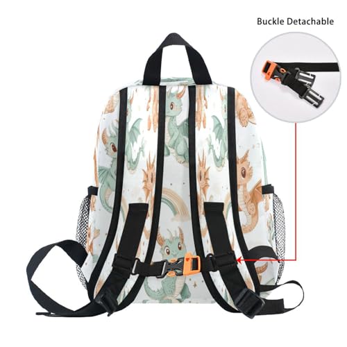 Cute Dragons in Pastel Green Toddler Backpack for Girls Preschool Kids Kindergarten Boys Backpack 6