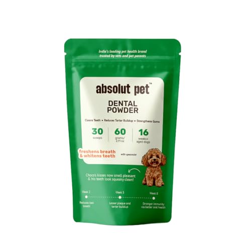 Image of Absolut Pet Dog Supplement for Oral Care, Dental Powder for Dogs that Reduces Plaque & Tartar | Freshens Breath & Supports Gum Health (30 Servings)
