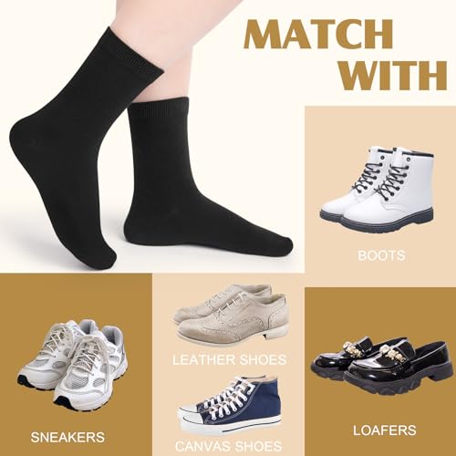 Image of Justay Crew Socks for Women, Cute Knit Boot Dress Cotton Socks | Athletic, Breathable, Warm, Soft, Comfortable, Calf, Gifts, Casual, Size 5-9, Fall