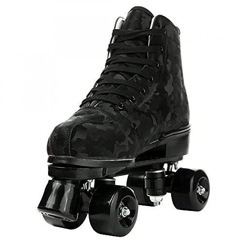Womens Roller Skates Classic High-Top Roller Skates Four-Wheel Roller Skates Shiny Camouflage Roller Skates For Adult Youth Boys Girls Outdoor With Shoes Bag (Black Camo,43-Us:10) #TOP2