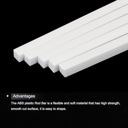 Image of MECCANIXITY 10Pcs ABS Plastic Rod Square Solid Bar 1 /5 inch x 20 inch White Smooth Plastic Tube Rods for Handwork Model Material,DIY Sand Table,Architectural Model Making
