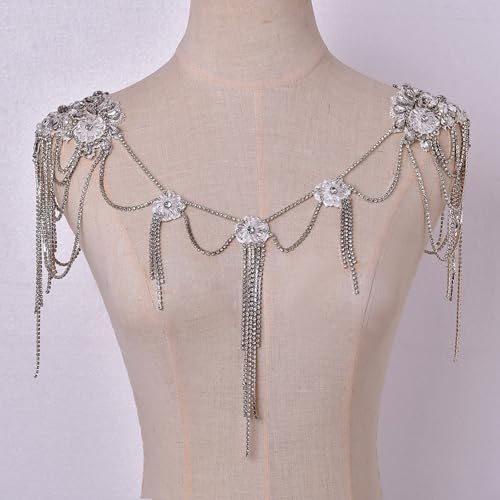 Cadena sin tirantes con borlas de diamantes de imitación mujer elegante accesorio ajustable boda 3