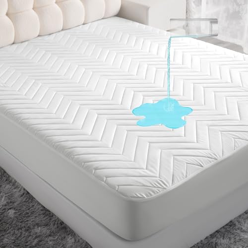 NTBAY Twin Waterproof Mattress Protector, 15 Inch Pocket, White - image 1