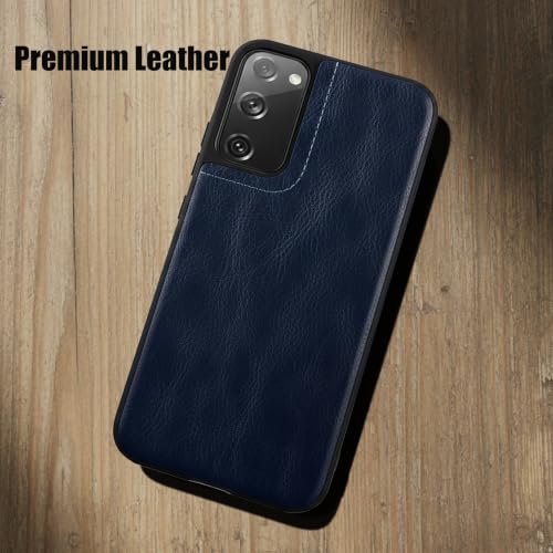 Image of Leather Case for Samsung Galaxy Note 20 Premium Protective Stylish Slim Cover with Shockproof Raised Edges Blue