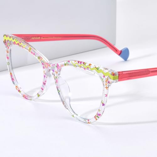Image of HEPIDEM Multicolor Acetate Glasses Frame Women Cat Eye Eyeglasses Men Optical Spectacles 9291