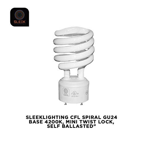 Sleeklighting - Gu24 23Watt 2 Prong Light Bulbs- Ul Approved-120V 60Hz - Mini Twist Lock Spiral -Self Ballasted Cfl Fluorescent Bulbs- 4200K 1600Lm Cool White 4Pack (100 Watt Equivalent) #TOP3