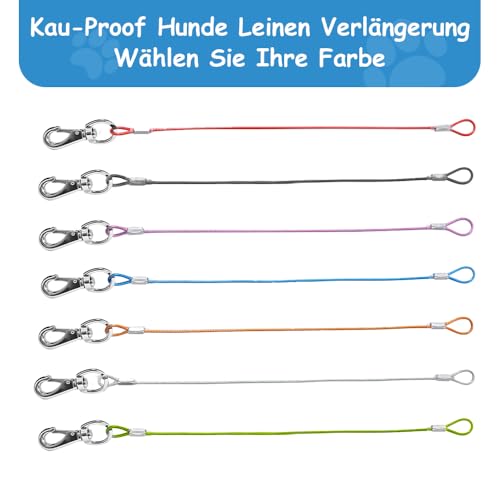 Mi Metty 2Pack Hundeleine Verlängerungsseil Kausicherfest Metall Kabel Leine,Hochbelastbar Trainingsleine Hundeleine Große Mittelgroße Hunde (Schwarz+Schwarz, 20 inch/50 cm)