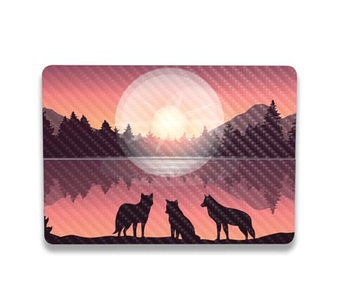 Image of MightySkins Carbon Fiber Skin Compatible with Microsoft Surface Laptop Studio 2 (2023) Full Wrap Kit - Wolf Silhouette | Protective, Durable Textured Carbon Fiber Finish | Made in The USA