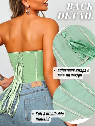 Image of ChiaoLezhee Heart Corset Top For Women, Sexy Concert Outfits Going Out, Strapless Crop Top, Overbust Bustier