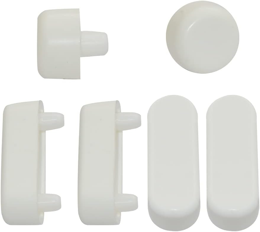 6 Pieces Wood Toilet Seat Buffers Bumper Set in White Round & Long 32mm