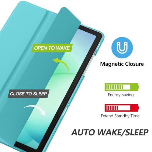 Image of MoKo for Samsung Galaxy Tab A11 Plus / A11+ Case 11 Inch 2026, Galaxy Tab A9 Plus / A9+ Case 11 Inch 2024, Slim Stand Hard PC Translucent Back Shell Smart Cover, Auto Wake /Sleep, Azure