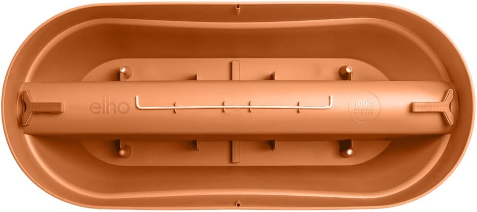 elho Vibia Campana Flower Bridge 60 - Balcony Flower Box with Bracket - 100% Recycled Plastic - L 59 x W 26 x H 22 cm - Brown/Terracotta