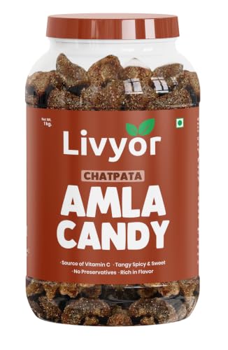 Image of Livyor Dried Chatpata Amla Candy for eating - 1kg | Dried and Spicy | Indian Dry Gooseberry Avla | Mouth freshner | No preservatives | | Amla Candy Chatpata | Pack of 1