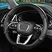 Cxtiy D Shaped Steering Wheel Cover, Genuine Leather Flat Bottom Stearing Wheel Cover Luxury Car Accessories 14 1/2-15 inch (Black)