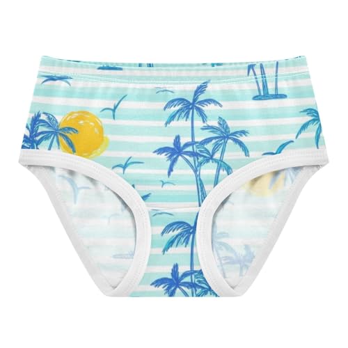 Cotton Girls Underwear Toddler Blue Palm Trees Panties Little Girl Pattern Briefs Kids Undies 2t - Main Image