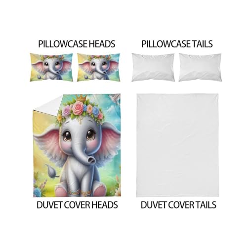 Housse de couette éléphant Super King 260x220 en microfibres - 4