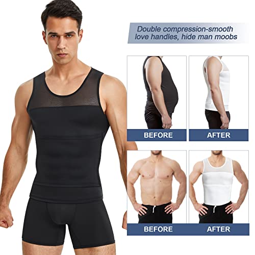 Compression Shirts for Men Shapewear Chest Abdomen Control Body Shaper Slimming Undershirt Workout Vest Tank Top3
