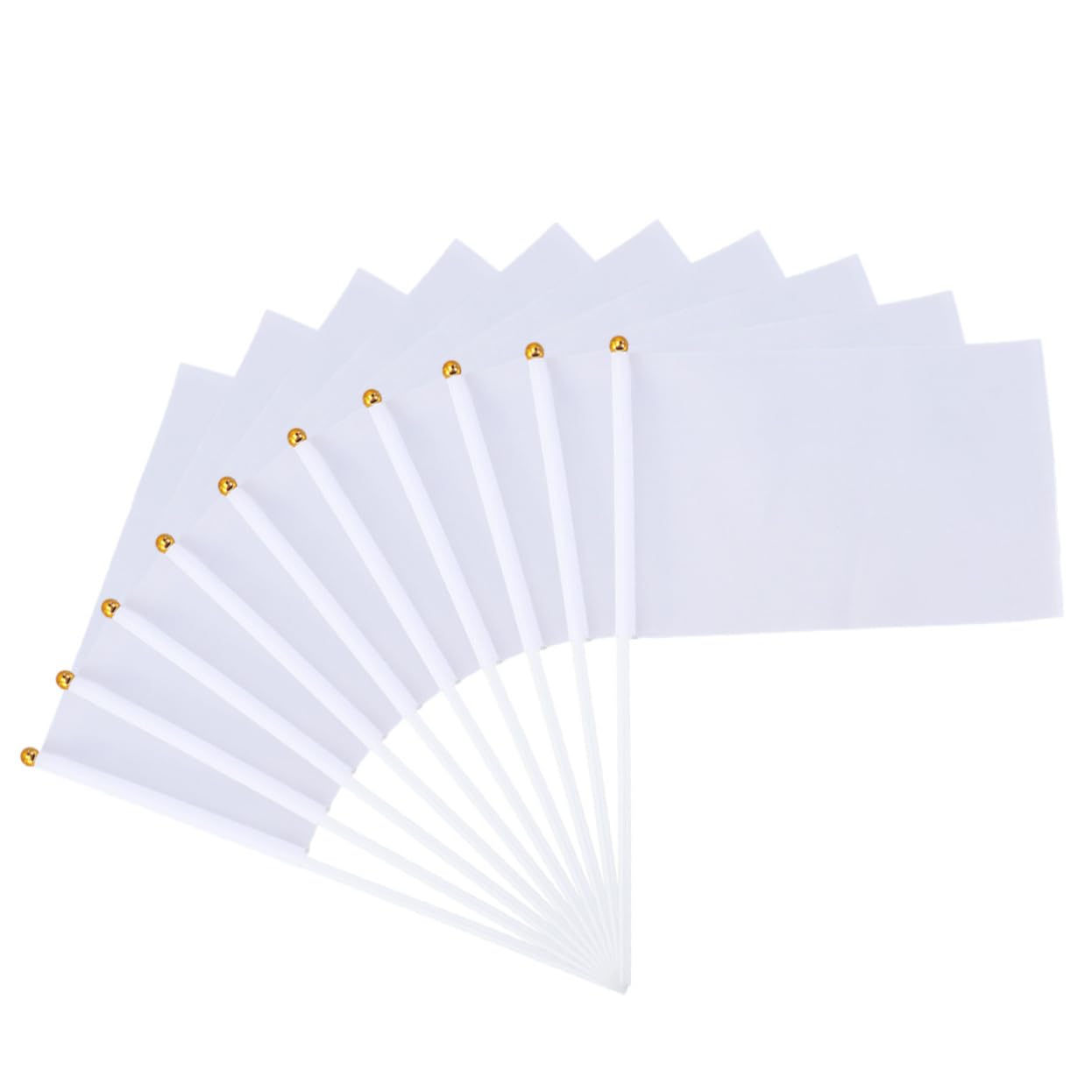 EXAOMBLE 24pcs White Hand-cranked Commanding Referee Flags for Sports Events Parties and Celebrations Easy to Assemble Waving Flags Sturdy Poles for Car Racing Football and Community