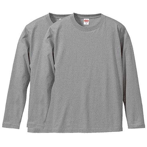 [ユナイテッドアスレ] 2枚組 ロンT ロングスリーブ Tシャツ 2枚セット ホワイト 長袖T 長袖 メンズ レディース 無地 大人用 5.6onz(オンス) 5010 (ミックスグレー006, M)の商品画像（Amazon）