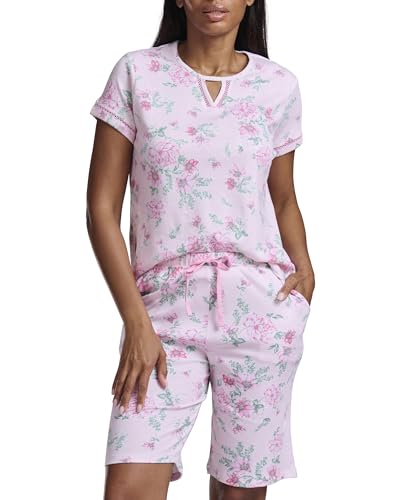 Karen Neuburger Womens Short Sleeve Bermuda Set Garden Bouquet Large