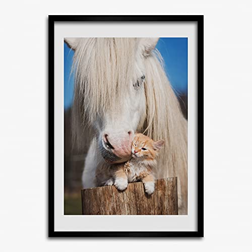 Cadre en Bois MDF Tulup 50x70 Peinture Cheval blanc Finition Haut de Gamme