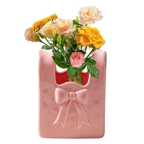 Vase à fleurs en céramique forme sac original pour présentation esthétique - 2